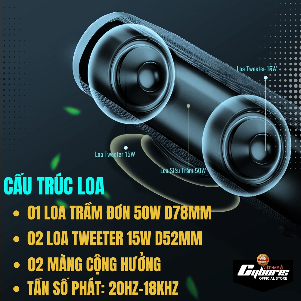 Loa Bluetooth Cyboris-T9 80W - Âm thanh siêu Bass