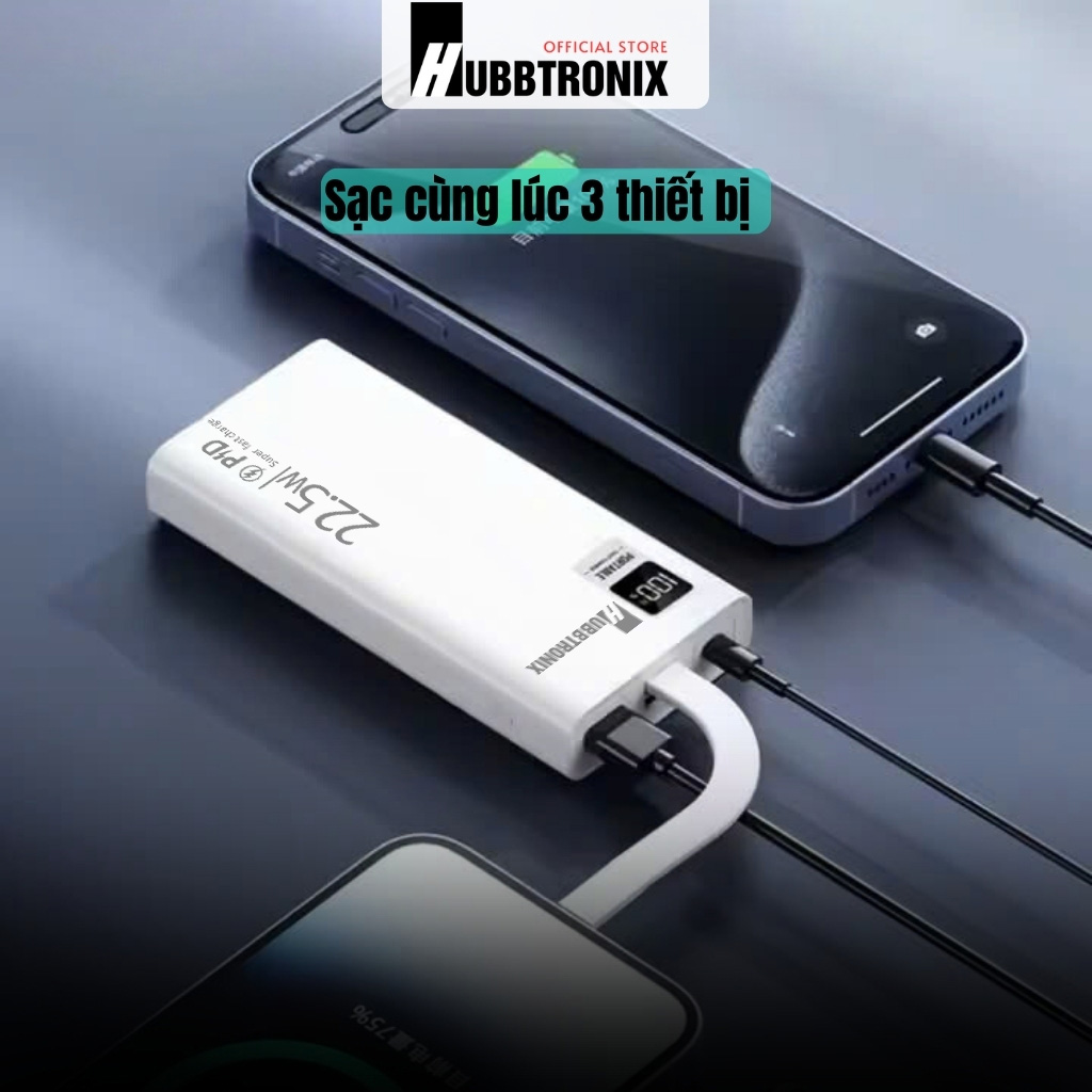 HubbFast PD20. Sạc dự phòng Siêu Nhanh, Dung lượng lớn, 20.000mAh. Hổ trợ sạc nhanh, thiết kế tiện dụng