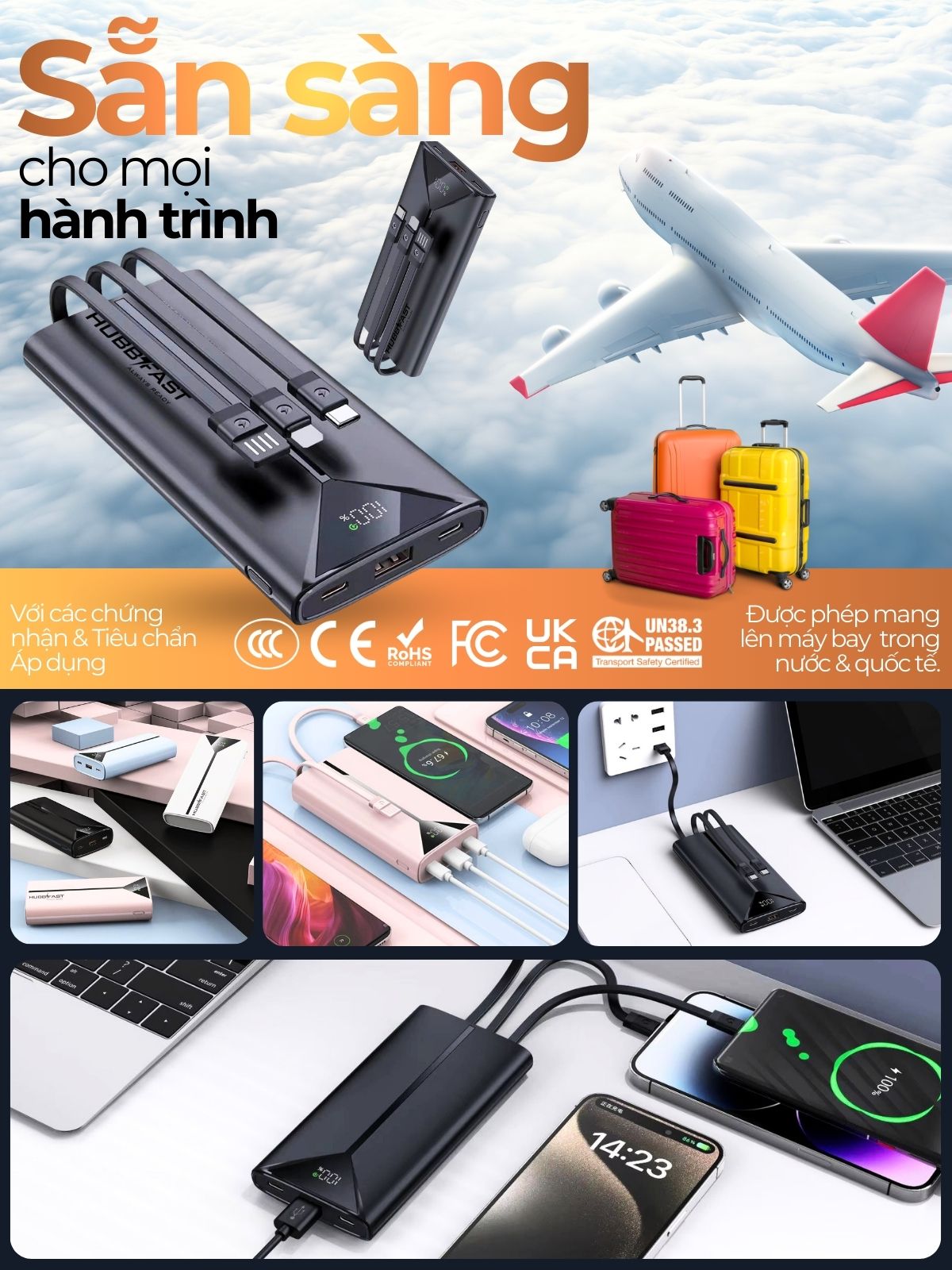 Pin Dự Phòng HUBBFAST PLAY1 20000mAh - Sạc Nhanh PD 22.5W - Nhỏ Gọn - Bảo Hành 18 Tháng