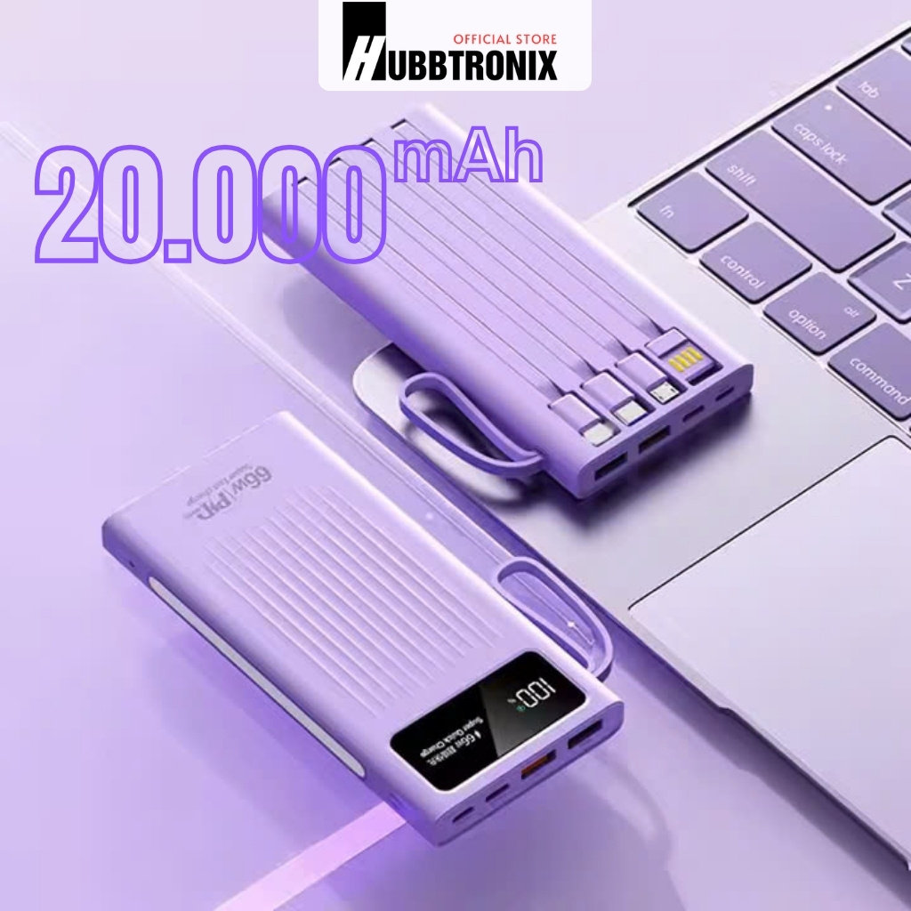 Sạc nhanh 66W. Dung lượng 20.000mAh. Hổ trợ sạc nhanh. Tích hợp cáp kết nối sẵn