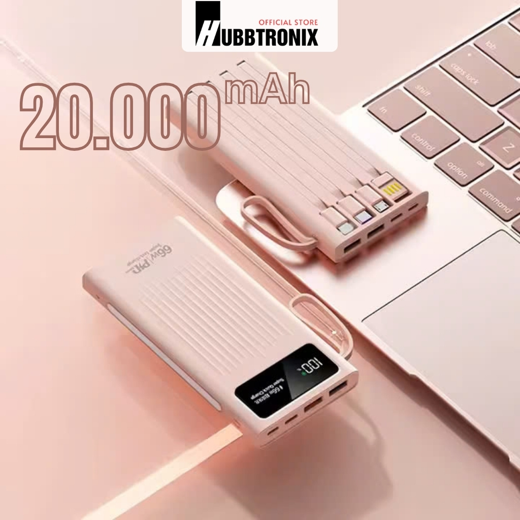 Sạc nhanh 66W. Dung lượng 20.000mAh. Hổ trợ sạc nhanh. Tích hợp cáp kết nối sẵn