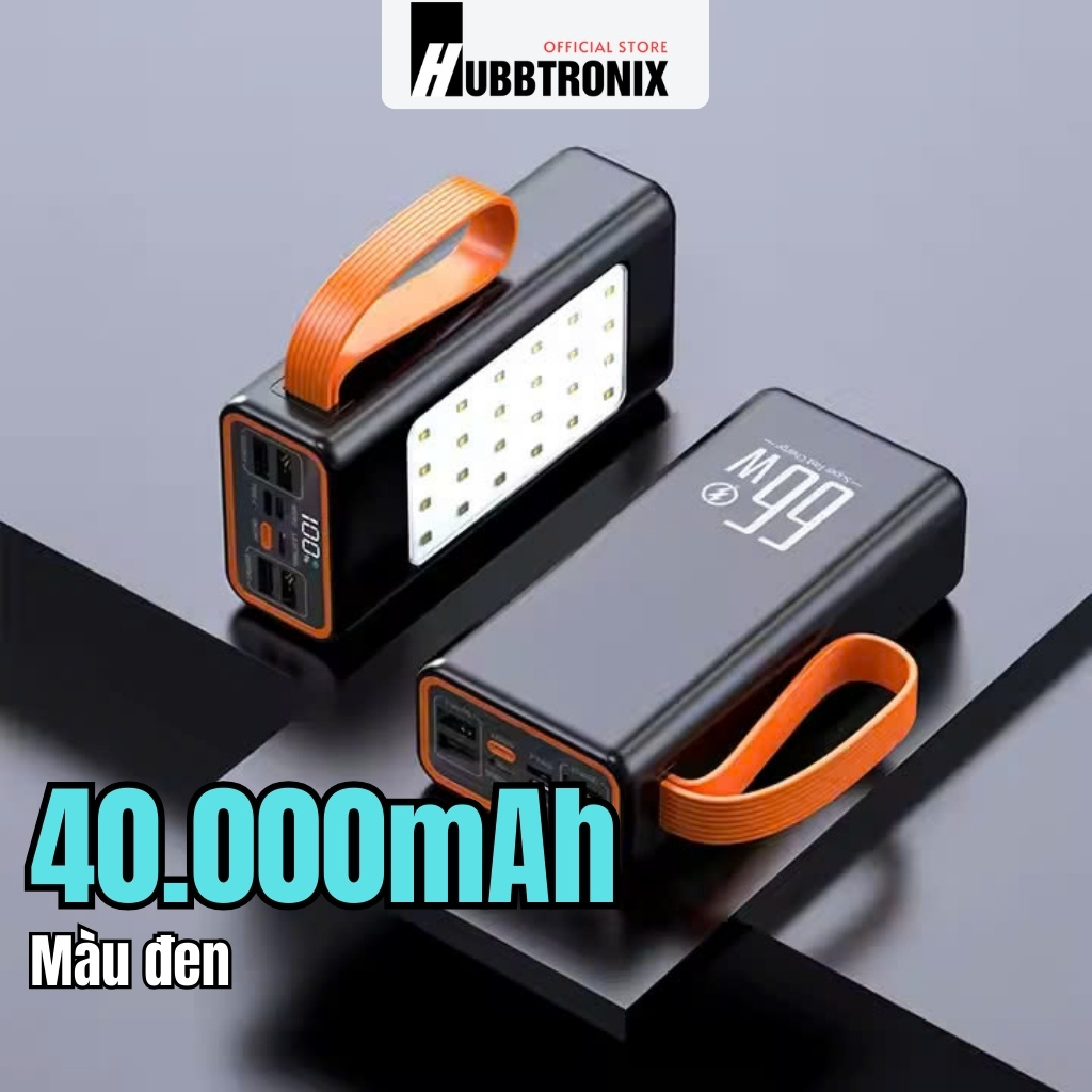 Sạc dự phòng siêu nhanh, siêu mạnh 40.000mAh HubbFast PD41. Hổ trợ sạc nhanh. Đèn siêu sáng