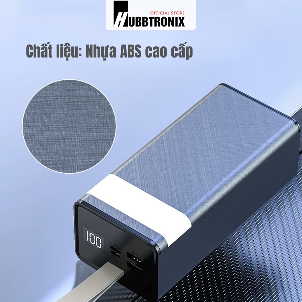 HubbFast PD43. Pin dự phòng 40.000mAh. Sạc nhanh 22.5W. Đèn SOS siêu sáng