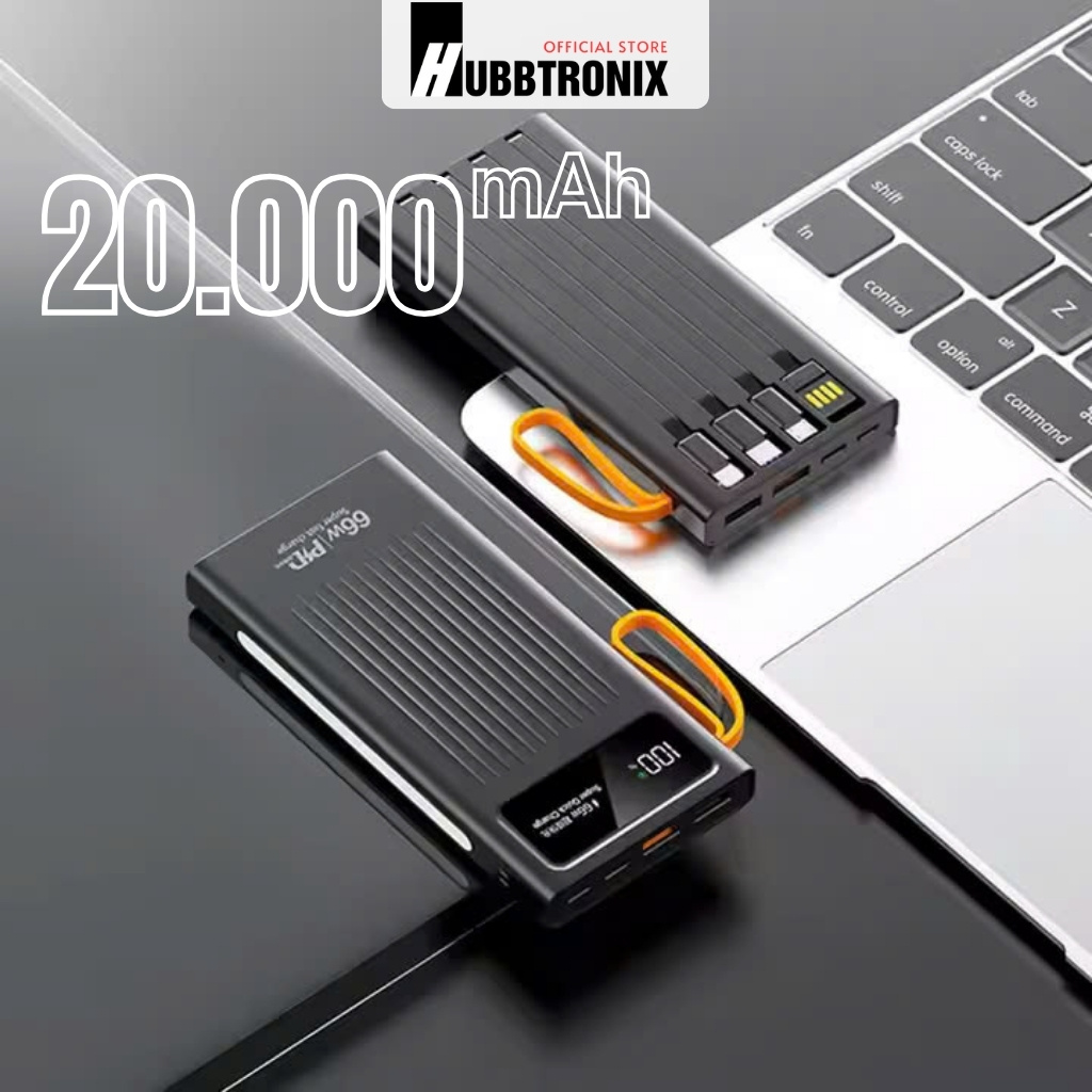 Sạc nhanh 66W. Dung lượng 20.000mAh. Hổ trợ sạc nhanh. Tích hợp cáp kết nối sẵn