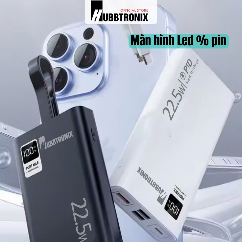 HubbFast PD20. Sạc dự phòng Siêu Nhanh, Dung lượng lớn, 20.000mAh. Hổ trợ sạc nhanh, thiết kế tiện dụng