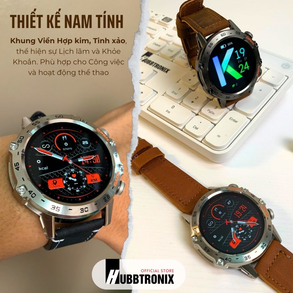 Đồng hồ thể thao thông minh HubbWatch K52 1.39"HD, Chính Hãng