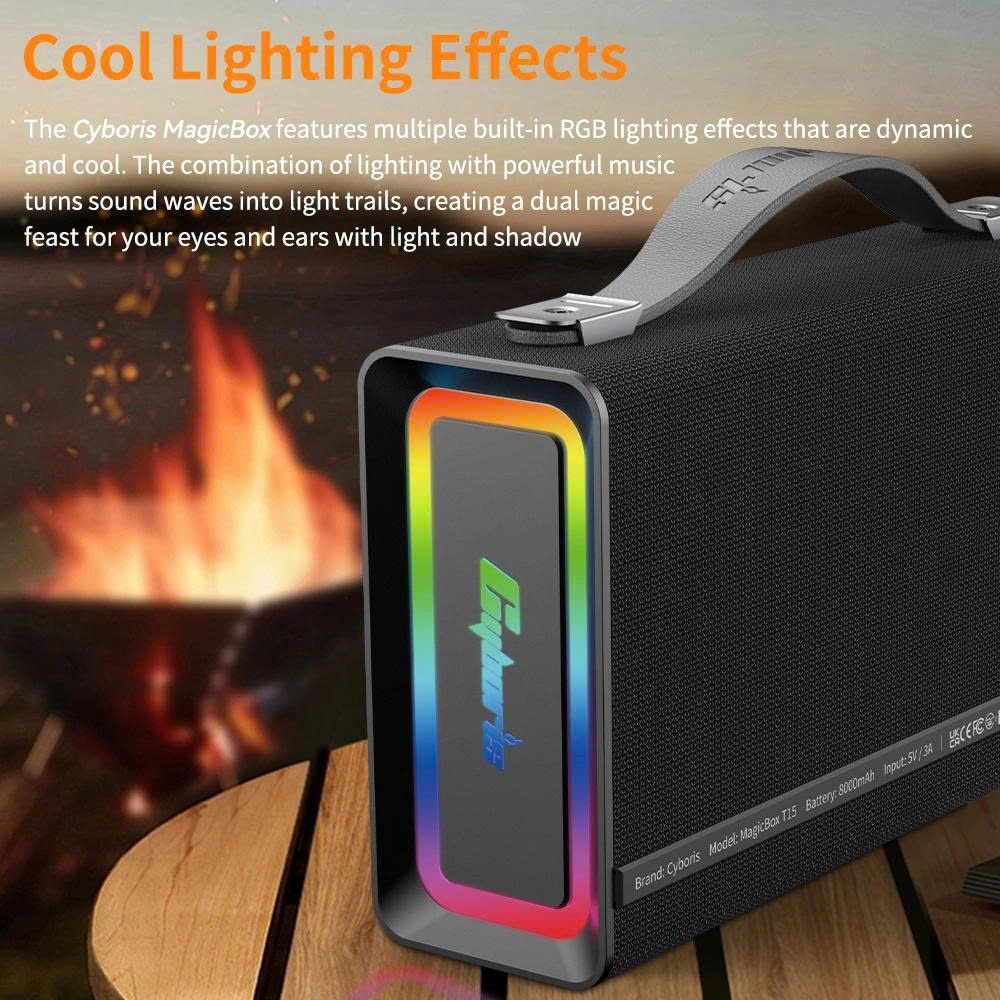 Loa Bluetooth Cyboris MagicBox T15 | 100W, Âm Thanh 2.1 kênh, Đèn RGB