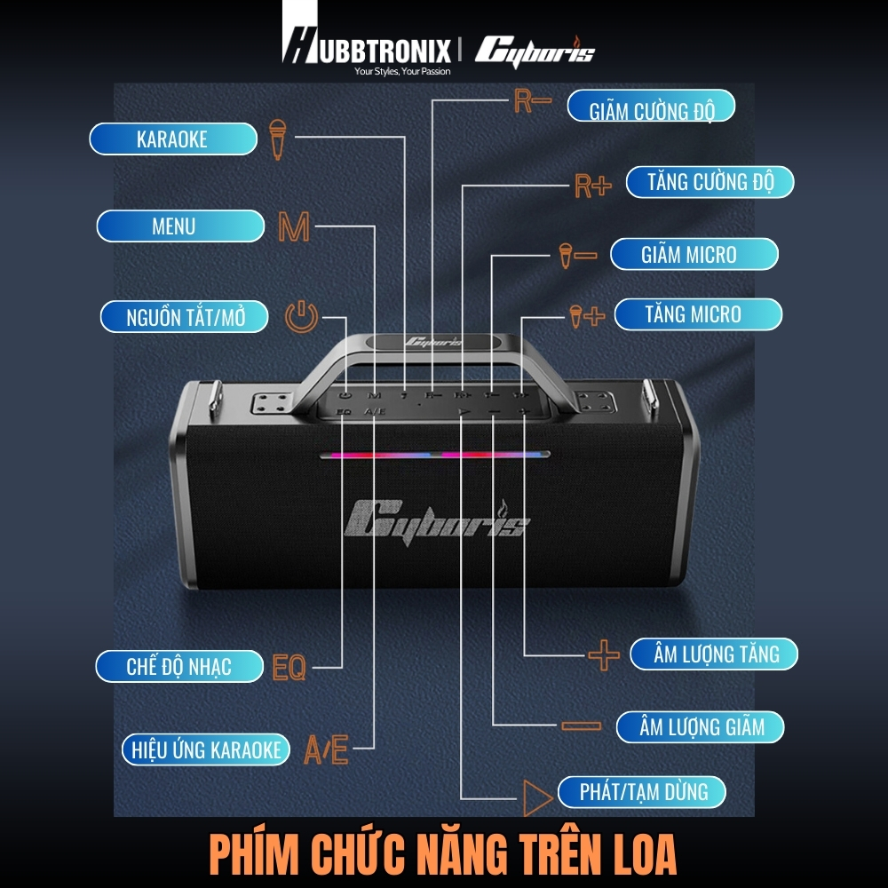 Loa Bluetooth Cyboris X12 200W – Karaoke không dây hoàn hảo