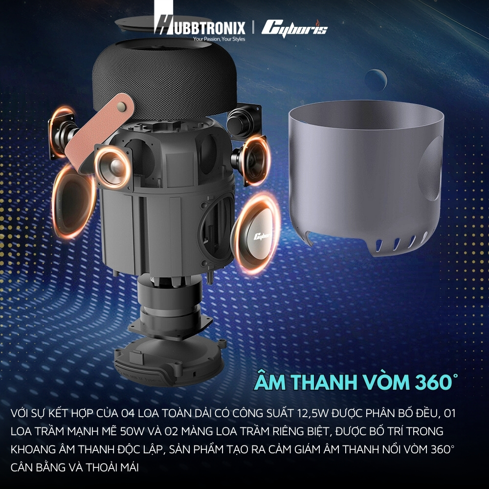 Loa Bluetooth Cyboris X9 100W – Âm Thanh Siêu Trầm 360 Độ
