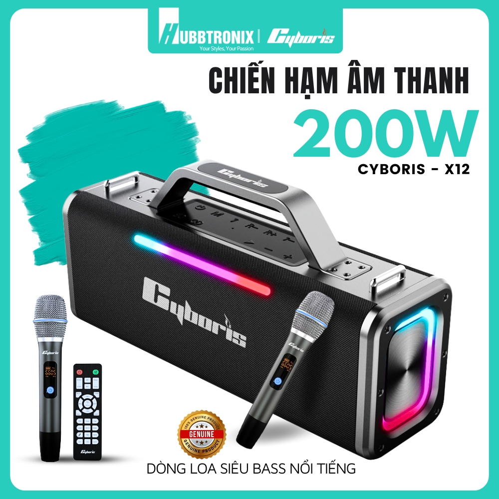 Loa Bluetooth Cyboris X12 200W – Karaoke không dây hoàn hảo