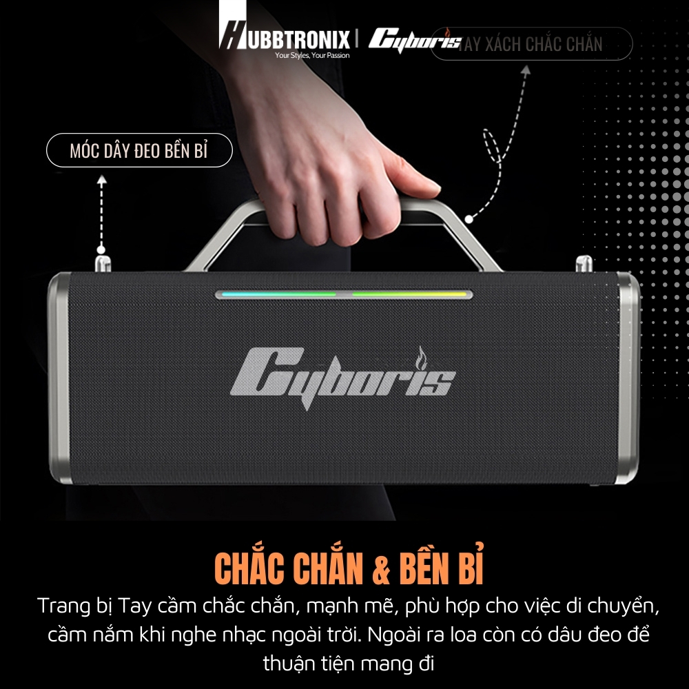 Loa Bluetooth Cyboris X12 200W – Karaoke không dây hoàn hảo