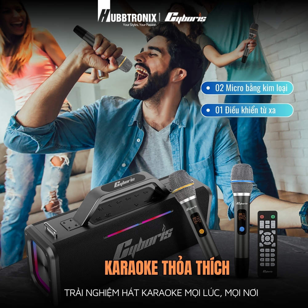 Loa Bluetooth Cyboris X12 200W – Karaoke không dây hoàn hảo
