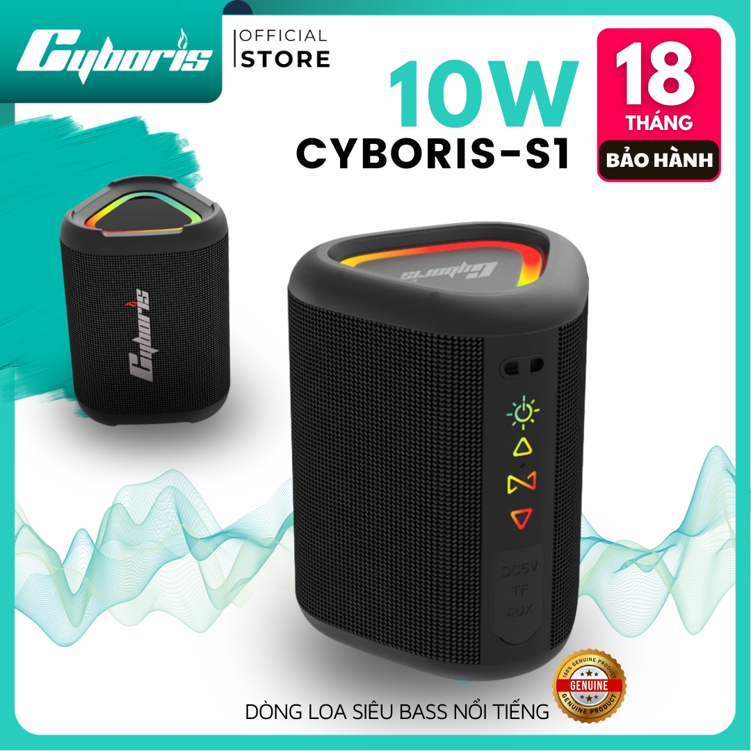 Loa Bluetooth Mini Cyboris S1 | 10W, Đèn RGB, Siêu Nhỏ Gọn