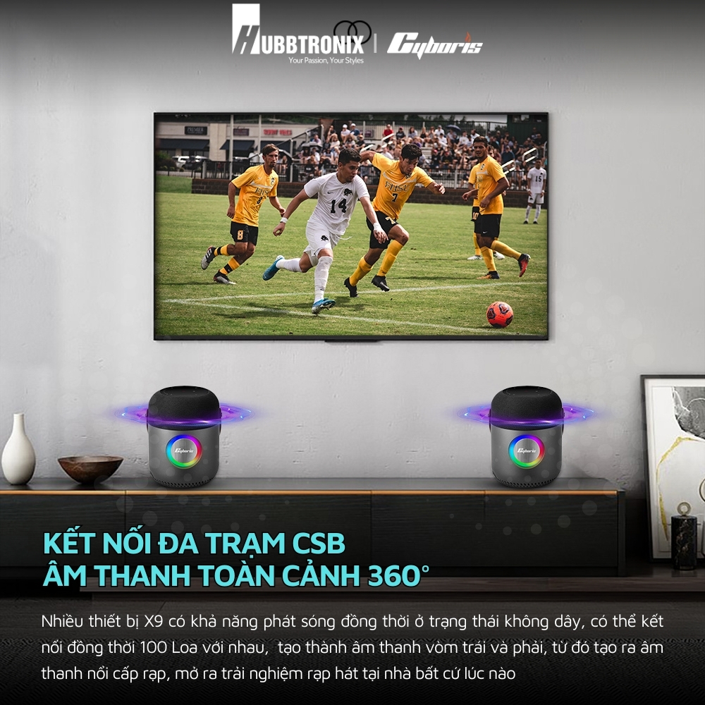 Loa Bluetooth Cyboris X9 100W – Âm Thanh Siêu Trầm 360 Độ