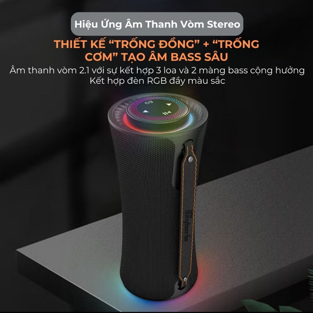 Loa Bluetooth CYBORIS T16 Âm Thanh Vòm 80W, Bass Mạnh, Đèn RGB, Chống Nước IPX5, Hỗ Trợ TWS, USB, TF, AUX