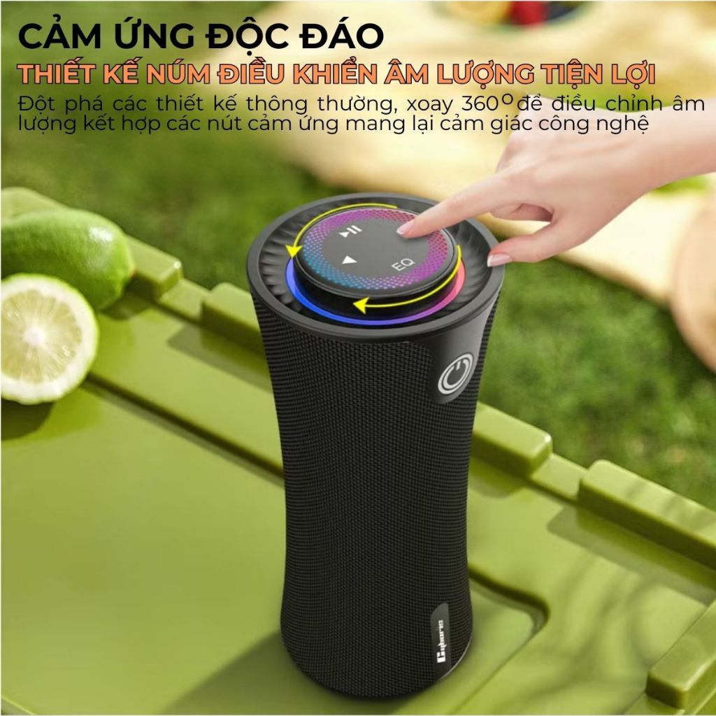 Loa Bluetooth CYBORIS T16 Âm Thanh Vòm 80W, Bass Mạnh, Đèn RGB, Chống Nước IPX5, Hỗ Trợ TWS, USB, TF, AUX