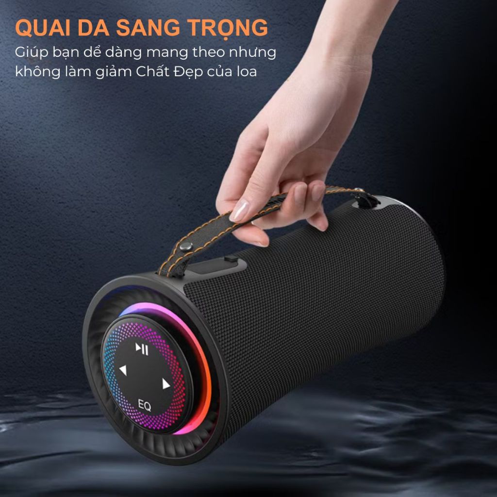 Loa Bluetooth CYBORIS T16 Âm Thanh Vòm 80W, Bass Mạnh, Đèn RGB, Chống Nước IPX5, Hỗ Trợ TWS, USB, TF, AUX