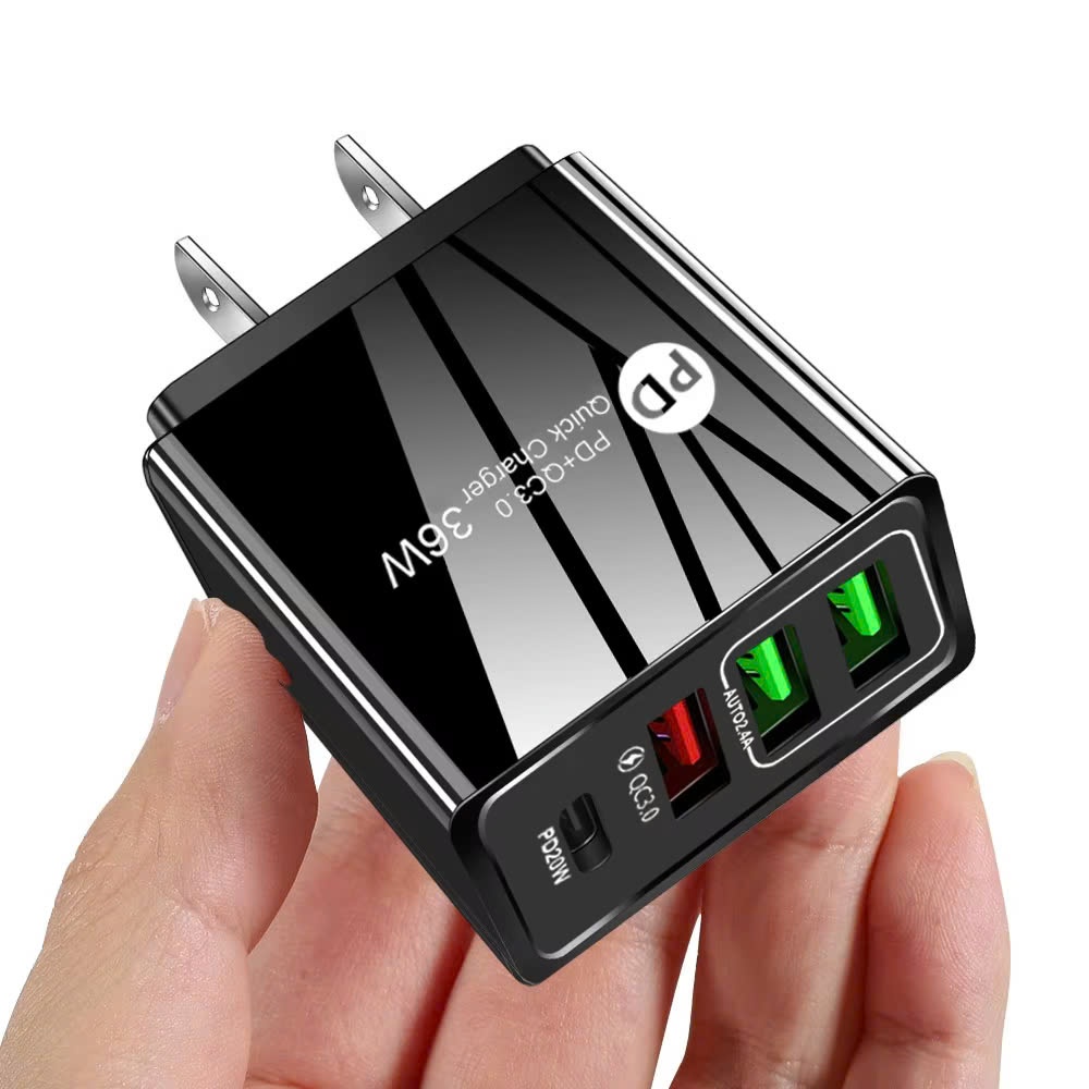 Cốc sạc nhanh - CS tối đa 36W - HUBBSMART CS07 4 IN 1,4 cổng sạc, 2 cổng sạc nhanh, An toàn, ổn định