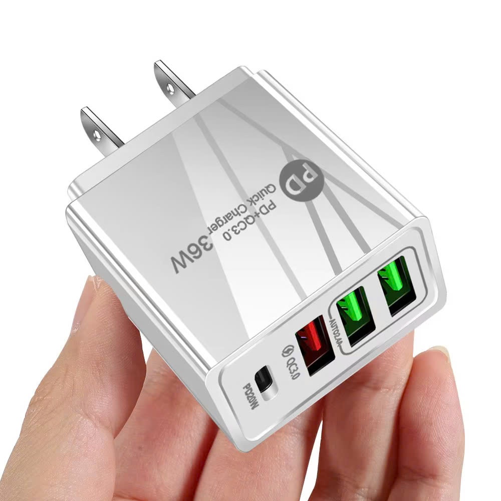 Cốc sạc nhanh - CS tối đa 36W - HUBBSMART CS07 4 IN 1,4 cổng sạc, 2 cổng sạc nhanh, An toàn, ổn định