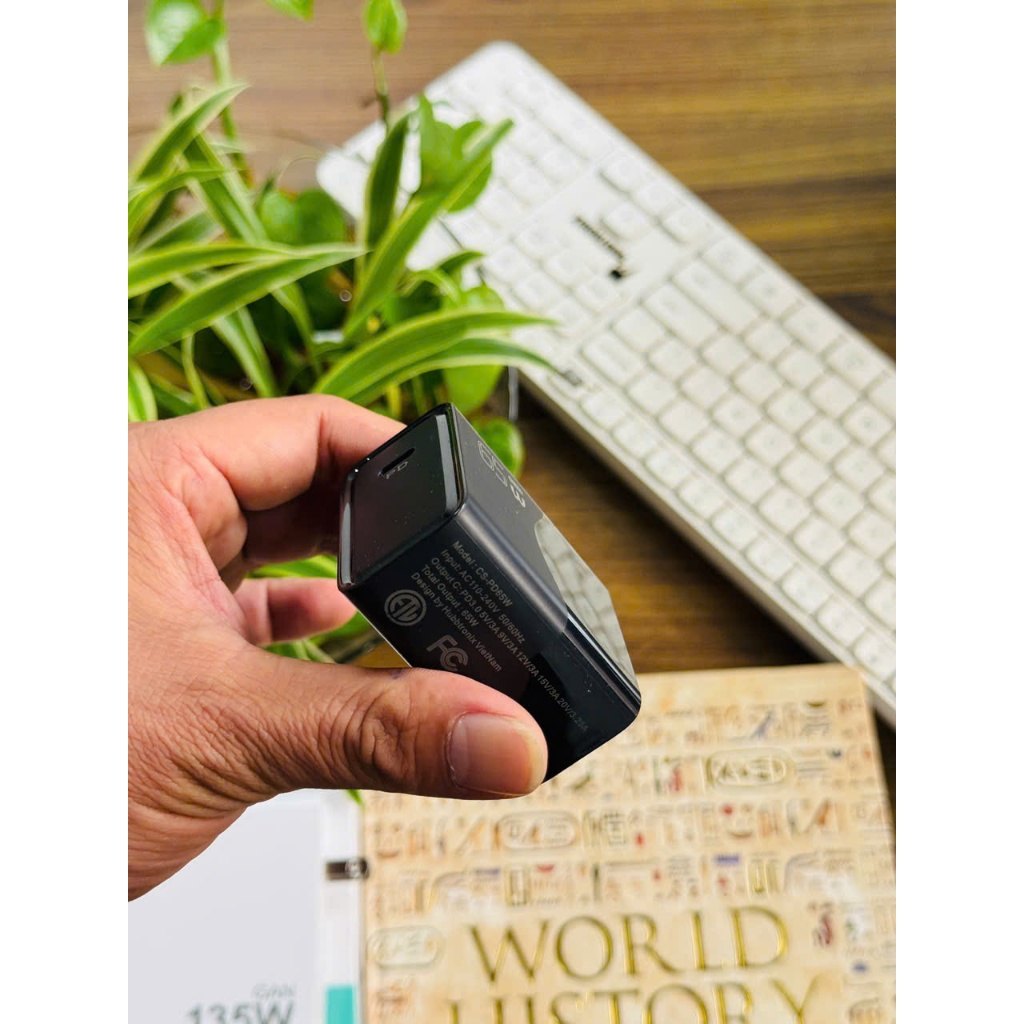 Cốc Sạc Nhanh Công suất - PD65W HubbSmart 3.0, Type-C, Sạc Laptop/Điện Thoại, Chính Hãng,BH 18 Tháng