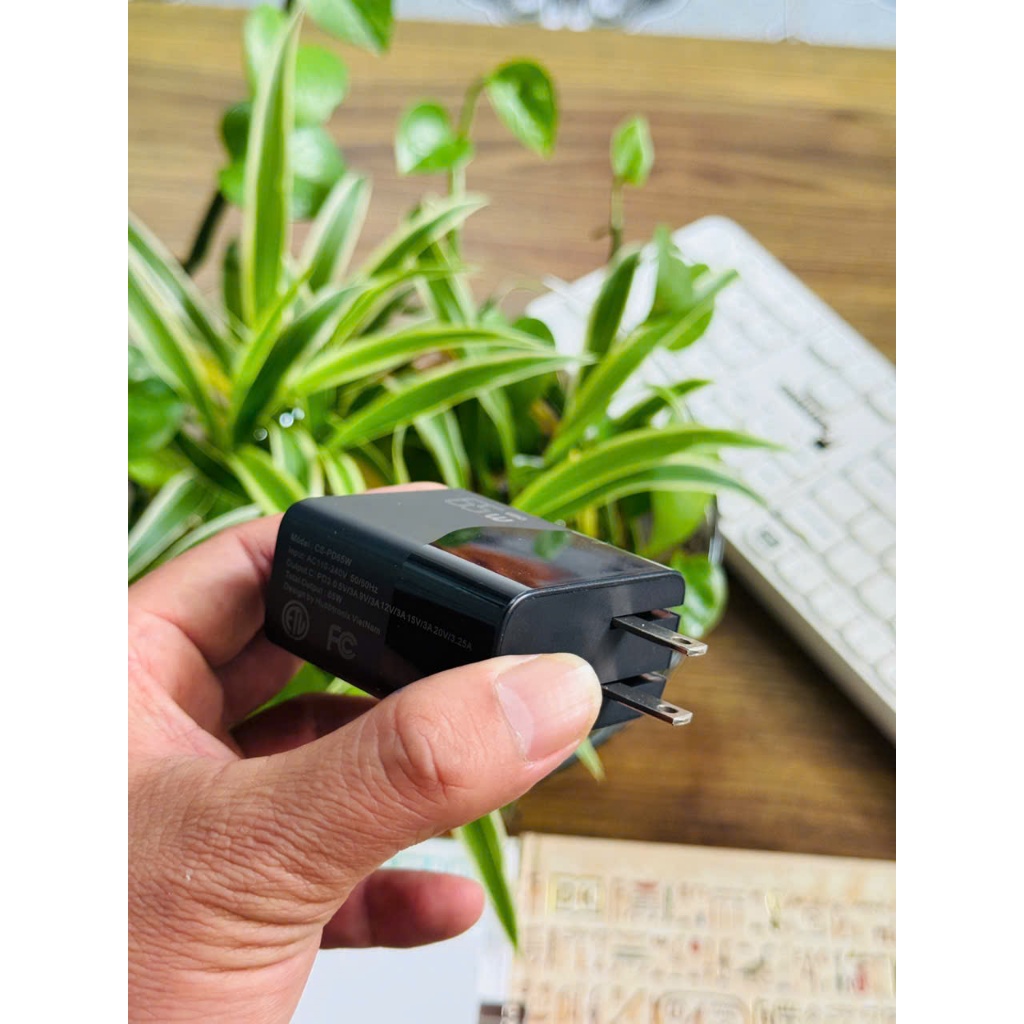Cốc Sạc Nhanh Công suất - PD65W HubbSmart 3.0, Type-C, Sạc Laptop/Điện Thoại, Chính Hãng,BH 18 Tháng