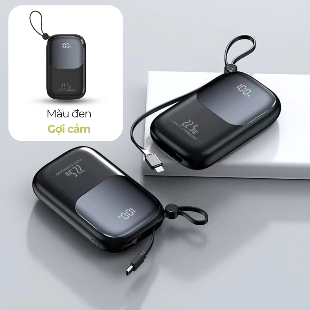 Sạc Dự Phòng HUBBFAST-ECO20 20.000mAh. Hỗ Trợ Sạc Nhanh, Kèm Dây, Màn Hình LED Hiển Thị Dung Lượng