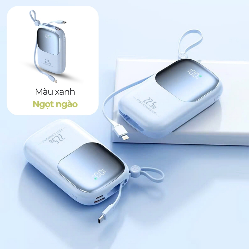 Sạc Dự Phòng HUBBFAST-ECO20 20.000mAh. Hỗ Trợ Sạc Nhanh, Kèm Dây, Màn Hình LED Hiển Thị Dung Lượng