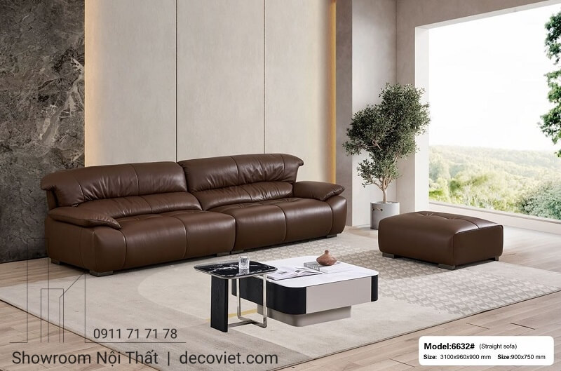 ghế sofa da nhập khẩu chữ I gam màu nâu ấm áp