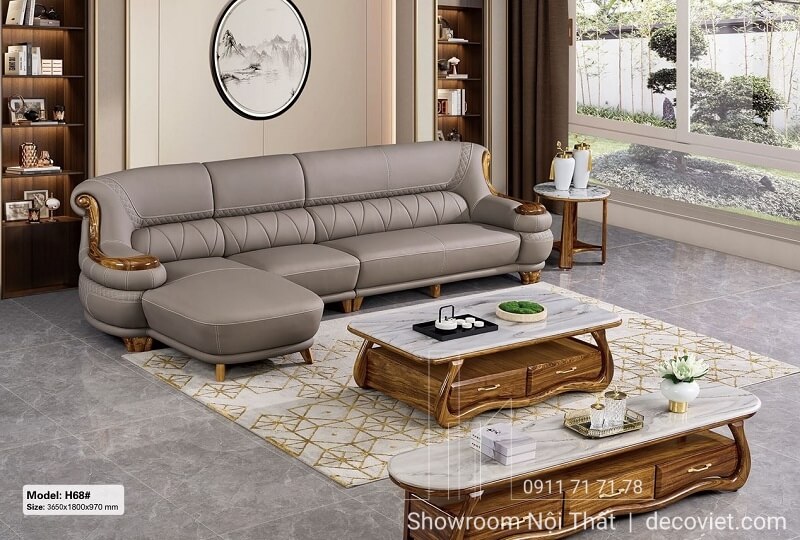 ghế sofa da cao cấp nhập khẩu phong cách tân cổ điển 