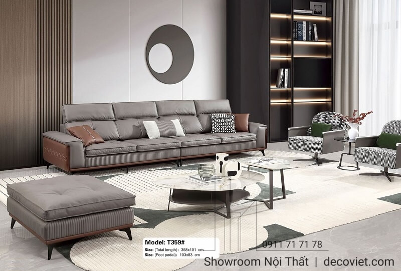 Bộ ghế sofa phòng khách nhập khẩu bọc da mềm mại
