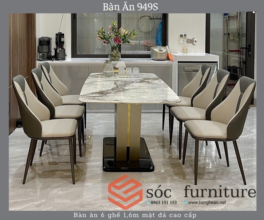 Bộ Bàn Ăn 6 Ghế Mặt Đá 949S