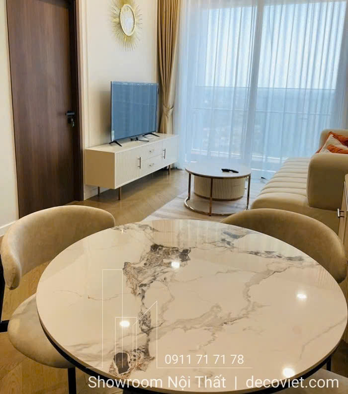 Bàn Ăn Tròn Mặt Đá 4 Ghế 2467S