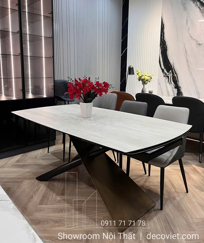 Bộ Bàn Ăn Mặt Đá kéo Dài Hiện Đại 2469S