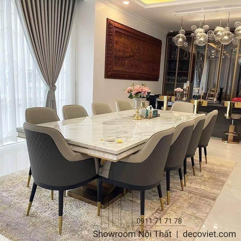 bàn ăn 10 ghế phù hợp mọi không gian rộng 