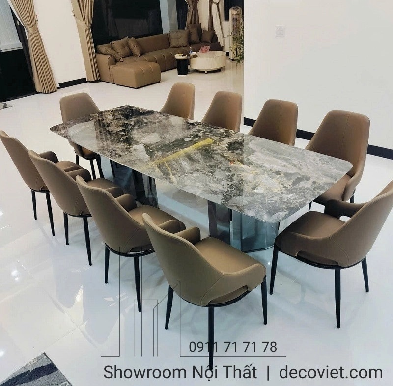bàn ăn 10 ghế gam màu hiện đại, tinh tế làm điểm nhấn phòng