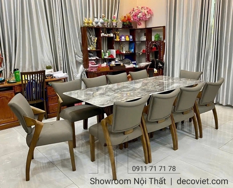 bàn ăn mặt đá chân gỗ mặt đá hiện đại