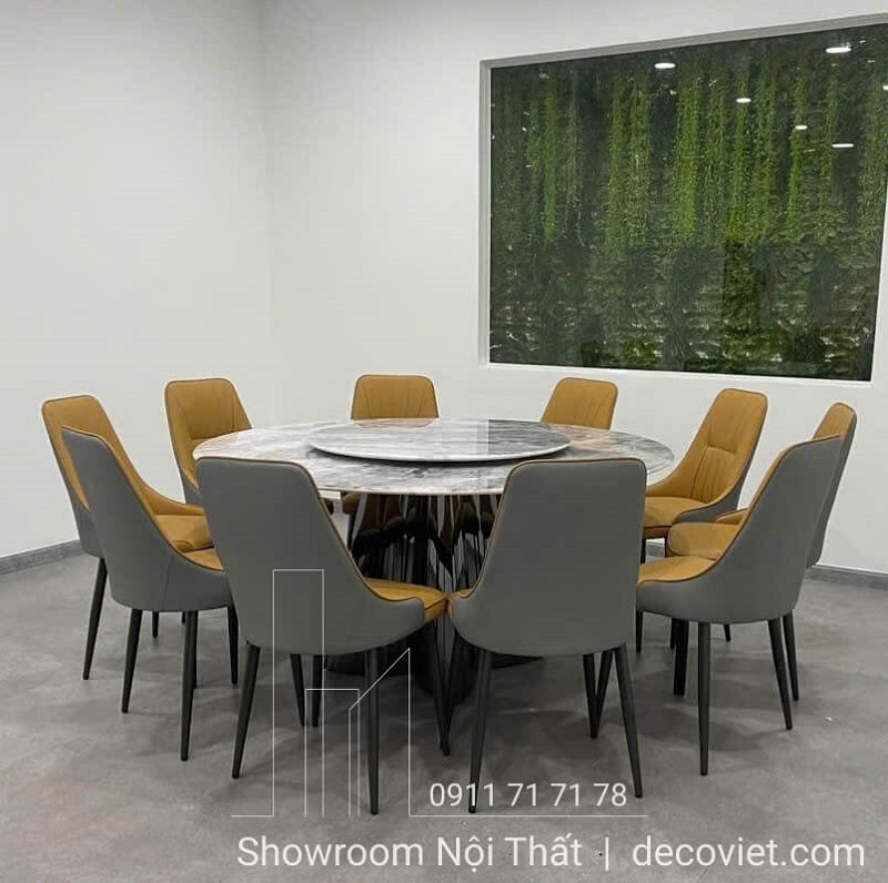 bàn tròn mặt đá 10 ghế 