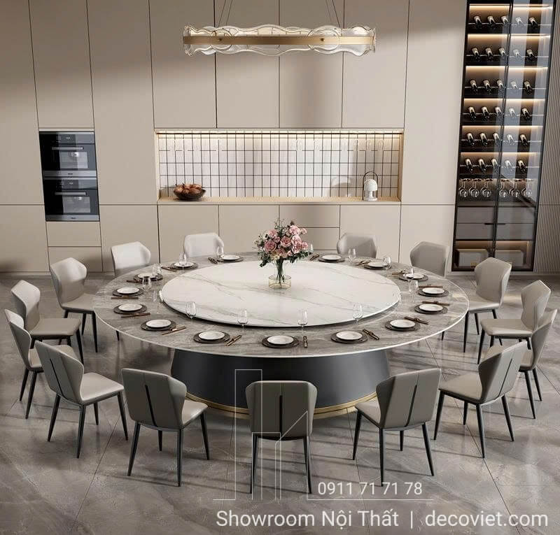 Bàn ghế ăn 20 ghế mặt đá sang trọng 