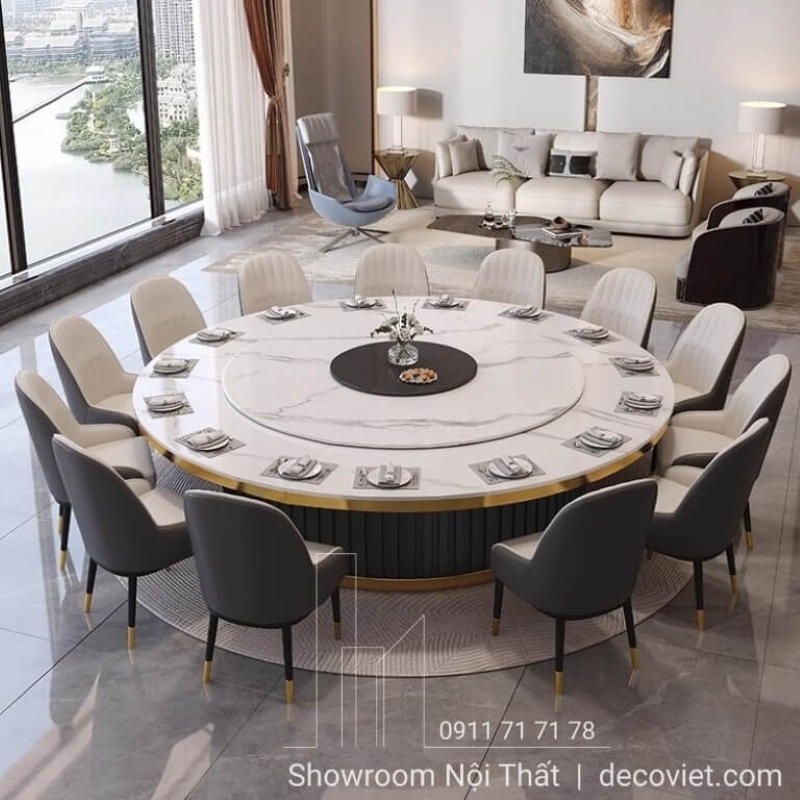 bàn ăn 14 ghế sang trọng, hiện đại dành cho không gian rộng 