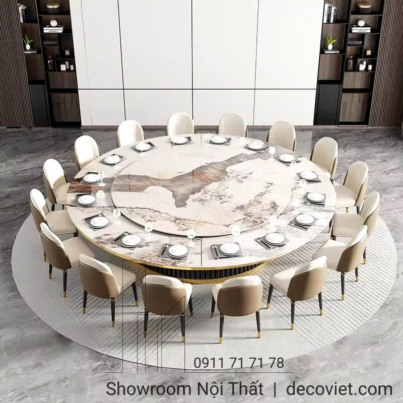 bàn tròn phù hợp cho nhà hàng, hội nghị với sức chứa 15-16 ghế