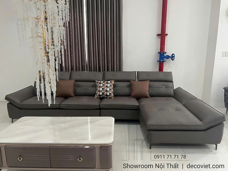 sofa góc nhập khẩu gam màu xám hiện đại 