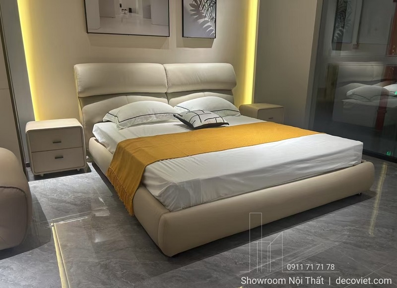 giường ngủ bọc da thiết kế hiện đại 