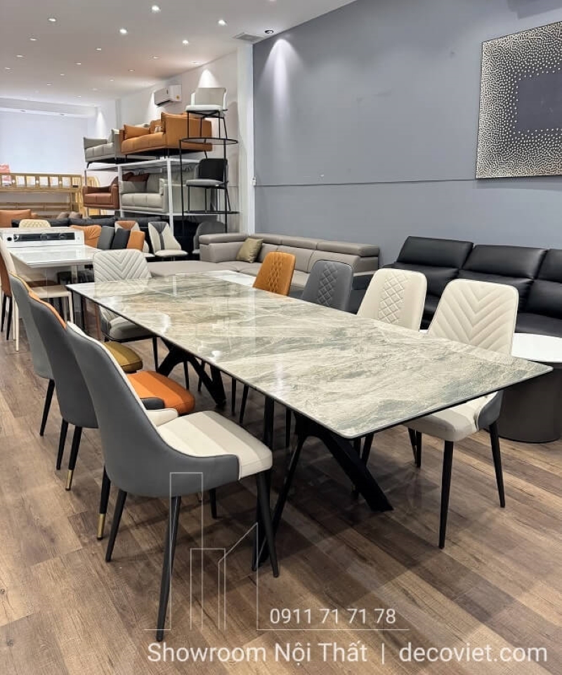 bàn ăn mặt đá ceramic kéo dài 2.6m