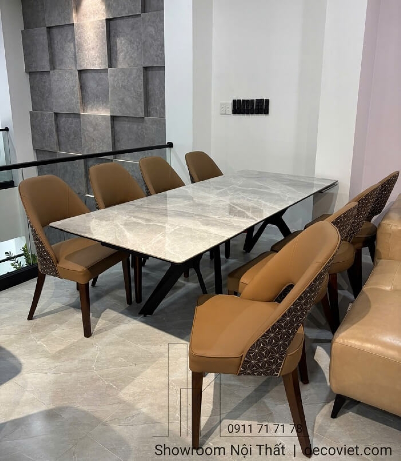 bàn ăn mặt đá 2 mét 6 linh hoạt