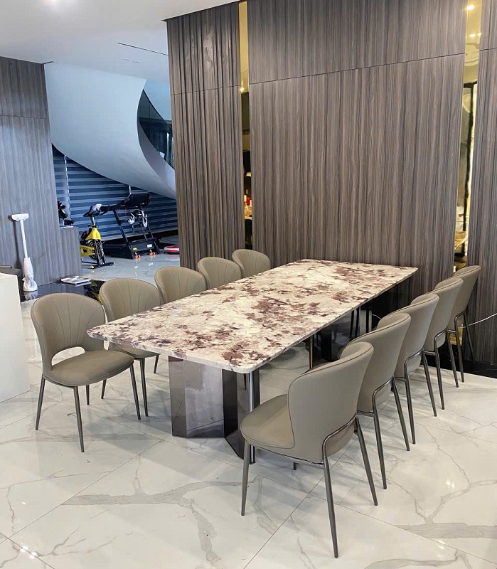 Bàn Ăn 10 Ghế Mặt Đá Cẩm Thạch 2670S