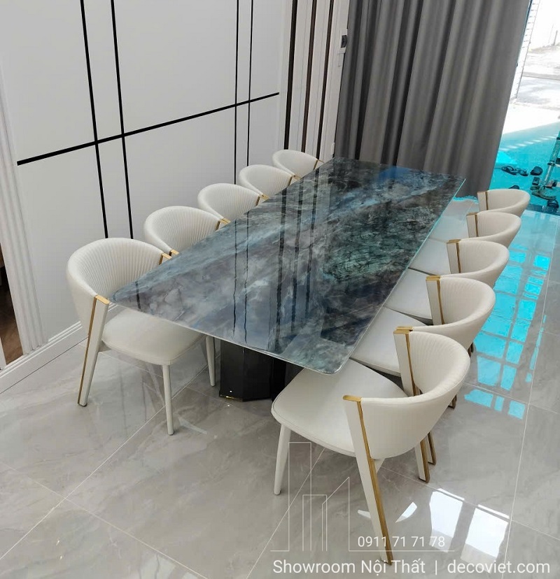 Bàn Ăn 10 Ghế Mặt Đá Tự Nhiên 2812S