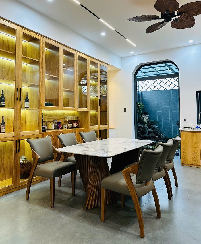 Bộ Bàn Ăn Mặt Đá Chân Gỗ 2691S