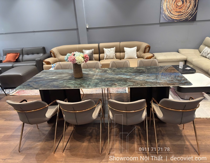 Bàn Ăn Cẩm Thạch Chân Gỗ 2804S