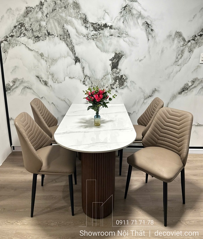 Bàn Ăn Chân Gỗ Mặt Đá 2687S