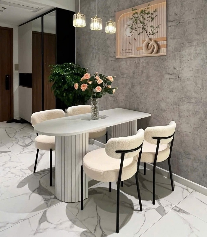 Bàn Ăn Chân Gỗ Mặt Đá 2797S